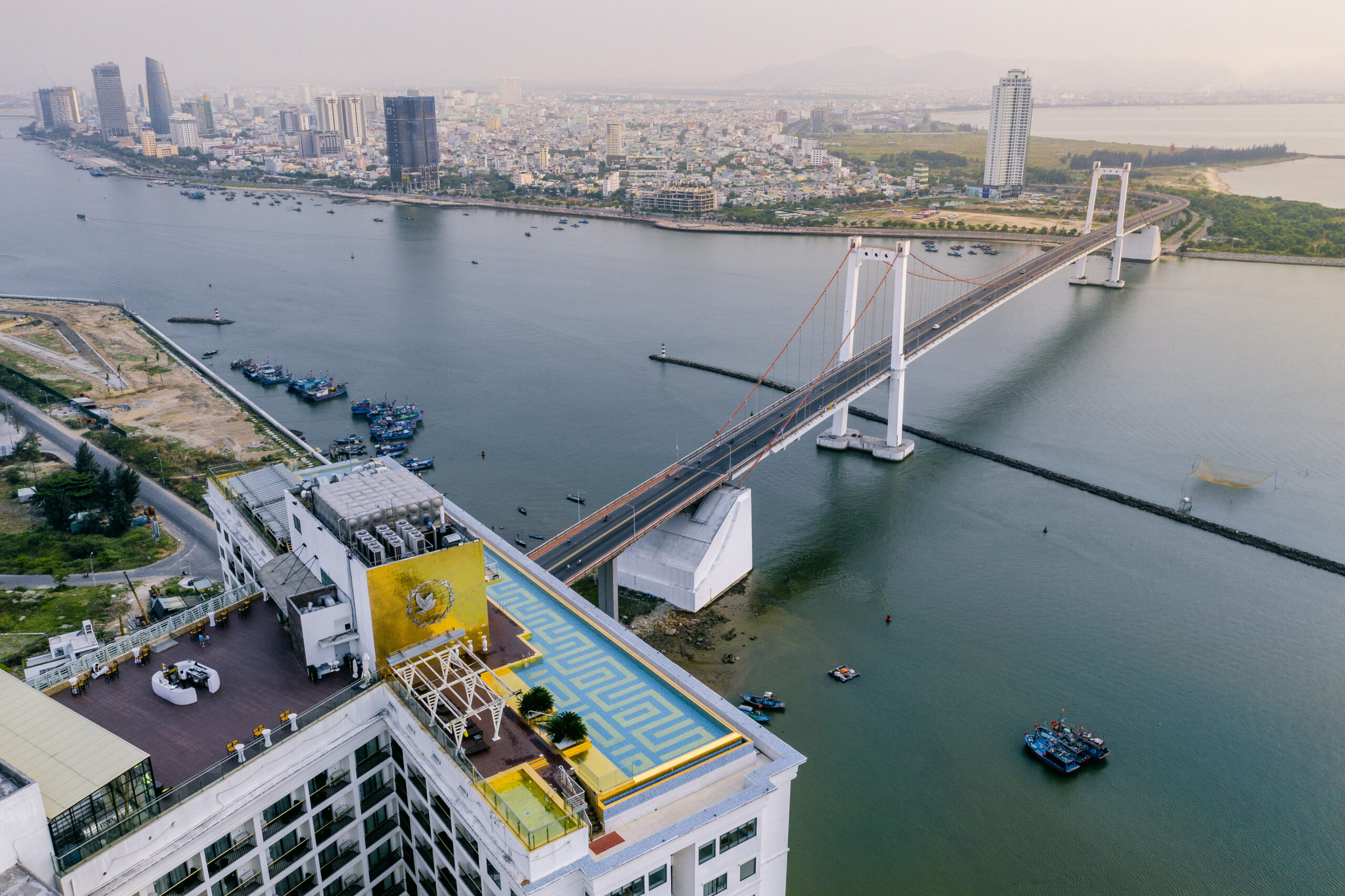 The highest and largest 24K golden infinitive swimming pool in Danang and Vietnam